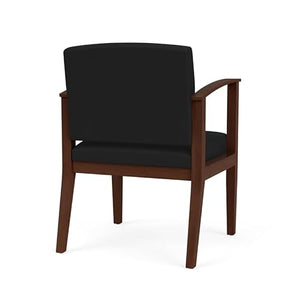 Lesro Amherst Wood Reception Guest Chair in Walnut/Castillo Black