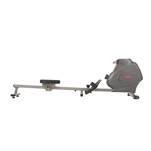 Sunny Health & Fitness Compact Folding Magnetic Rowing Machine with LCD Monitor, Bottle Holder, 43 Inch Slide Rail, 285 LB Max Weight - Synergy Power Motion - SF-RW5801, Silver