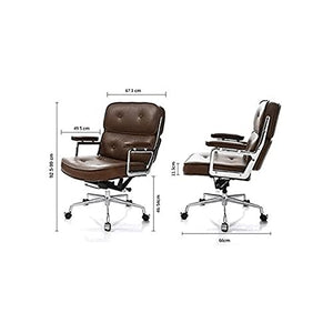 KJLY Leather Ergonomic Swivel Office Chair - Brown