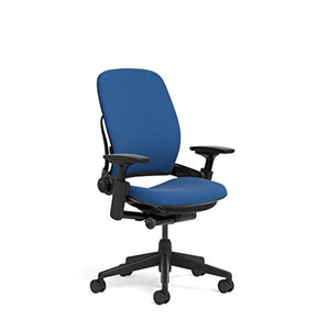 Steelcase Leap Ergonomic Office Chair with Flexible Back | Adjustable Lumbar, Seat, and Arms | Black Frame and Buzz2 Blue Fabric