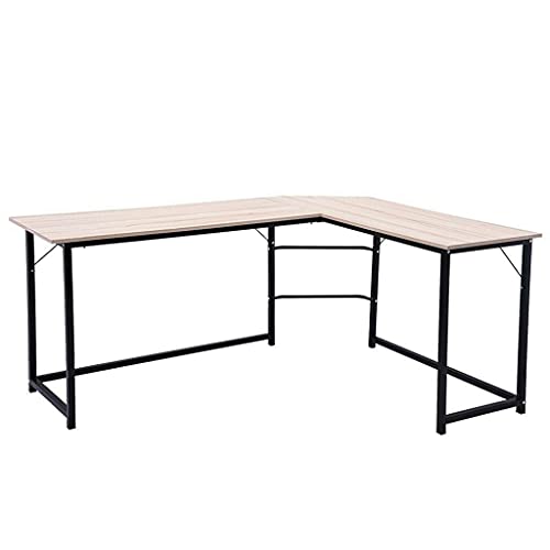 ADHW Computer Gaming Office Home Desk L-Shaped Workstation Laptop Metal Table Black