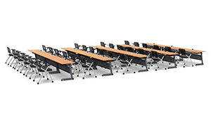 Team Tables 30 Person Folding Training Seminar Tables with Modesty Panel, Shelf, Power+USB Outlet