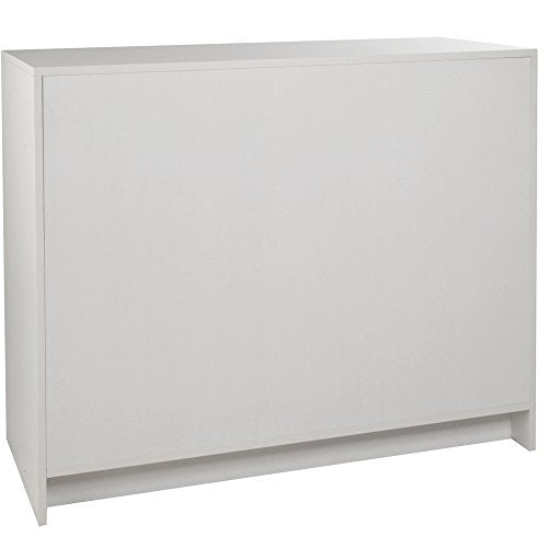 Cash Register Stand with 3 Height-Adjustable Shelves- 48" White Melamine Checkout Counter