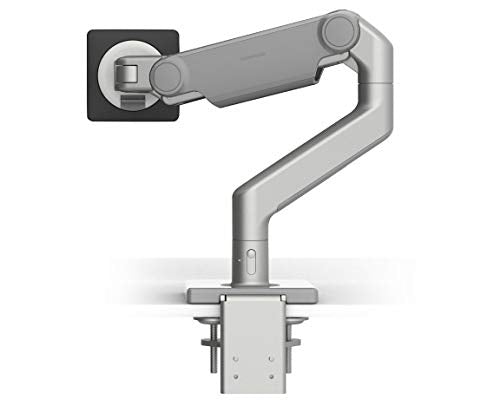 Humanscale M8.1 Adjustable Monitor Arm with Two Piece Clamp Mount and Base - Silver M81CMSBTB