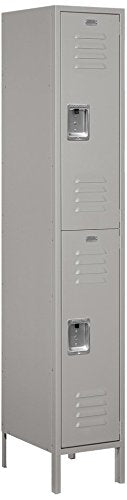 Salsbury Industries 52168GY-U Double Tier 15-Inch Wide 6-Feet High 18-Inch Deep Unassembled Extra Wide Standard Metal Locker, Gray