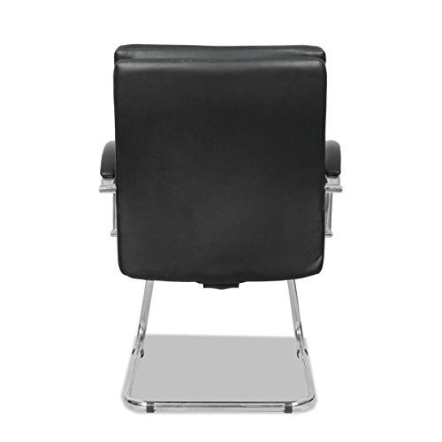Alera NR4319 Neratoli Series Slim Profile Guest Chair, Black Soft Leather/Chrome Frame