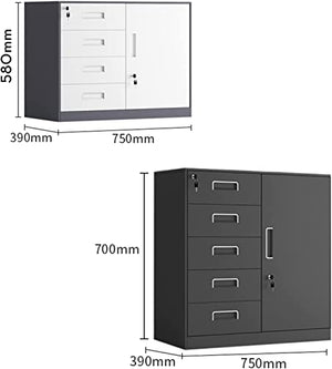 UANGLI File Cabinet, Low Office Data Cabinet, Living Room Storage, Lockable Vertical File Cabinet (White, 5 Drawer)