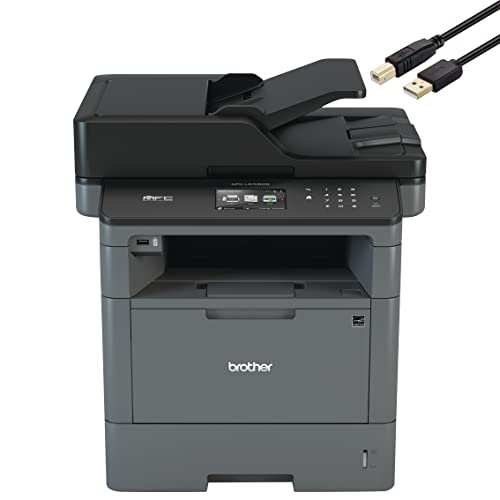 Brother MFC-L5705DWA All-in-One Wireless Monochrome Laser Printer - Print Copy Scan Fax - 42 ppm, 1200 x 1200 dpi, 3.7" Touchscreen LCD, 256MB Memory, Auto Duplex Printing, 50-Sheet ADF, Printer Cable