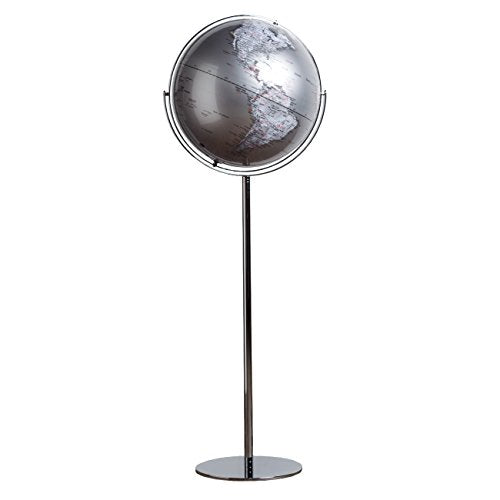 Torre & Tagus 902320 Latitude Standing Floor Globe, Silver