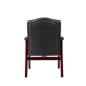 SLEERWAY Black Leather Guest Reception Arm Chair Set - 6 Units