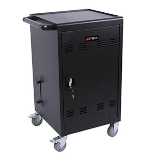 HONOOR 30-Device Mobile Charging Cart and Cabinet, Charging Cart for iPads, Chromebooks, Tablets, Laptops - Front & Back Access Locking Cabinet