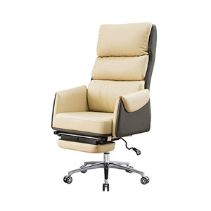 YIORYO Ergonomic Leather Executive Office Chair, High Back Boss Chair (Gray/Beige)