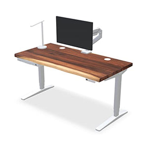 UPLIFTDESK Saman Live Edge Solid Wood Standing Desk 72 x 30 inch 2-Leg V2 Adjustable C-Frame (Black)