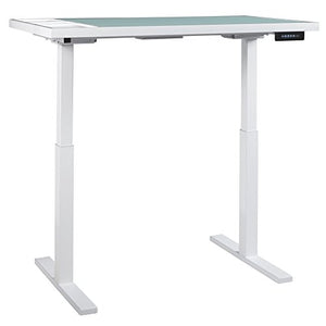 Ashley Furniture Signature Design - Baraga Electric Adjustable Home Office Desk - Power Cord Included - Contemporary - White w/ Frosted Glass Top