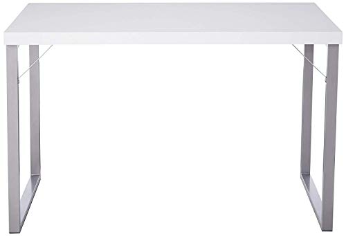 Monarch Specialties Computer Desk - Modern Contemporary Style - Home & Office Laptop Table Metal Legs - 48" L (White - Silver Metal)