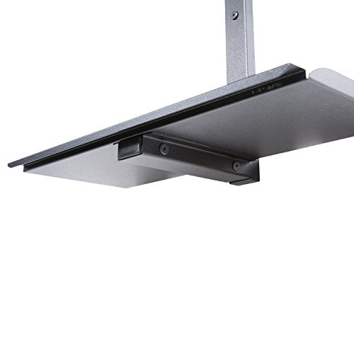 VersaTables Fixed Wall Mount Computer Station | Made in USA | Adjustable Height Monitor & Keyboard Workstation| Sit or Stand Desk | Minimalist | Black