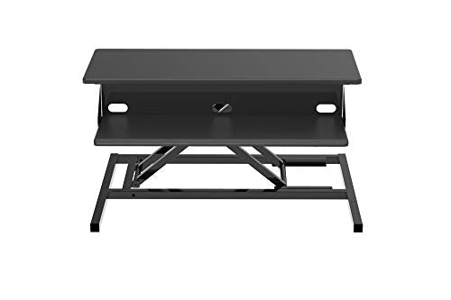 Luxor 2-Tier Height-Adjustable Pneumatic Lift Standing Desk Converter with Keyboard Tray and Built-in Cable Management - Black