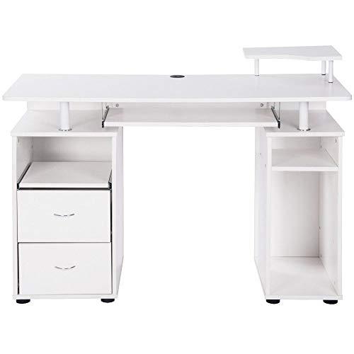 Zebery Desktop Computer Desk with Drawers Shelves, Student Study Writing Desk Gaming Desk Laptop Desk Workstation for Home Office