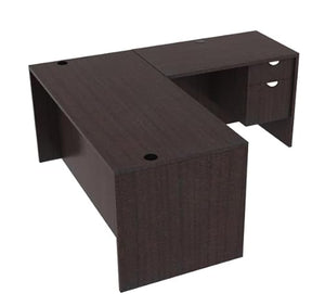 Generic L Shape Office Desk with Hanging Pedestal in Espresso