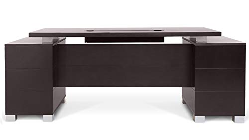 Ford Executive Modern Desk with Filing Cabinets - Dark Wood Finish