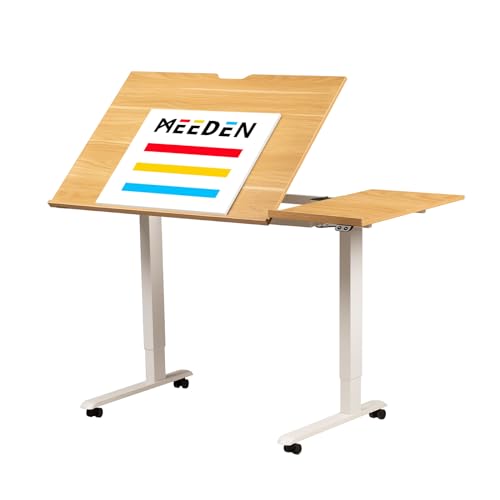 MEEDEN Electric Drafting Table with Adjustable Height and Tiltable Tabletop