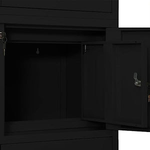 THOYTOUI Office Cabinet, Bookcase Storage Cabinet - Black Steel 35.4"x15.7"x70.9