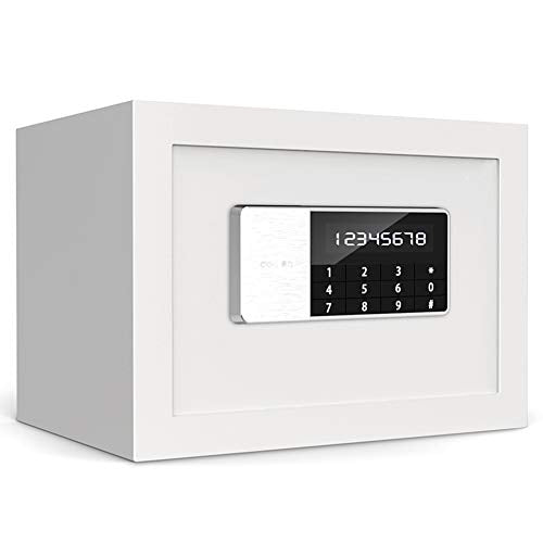Safe Box | Fireproof Digital Lock Box Security Safe | Home Combination Electronic Steel Safe with Keypad | 2 Manual Override Keys | for Home, Business or Travel, White
