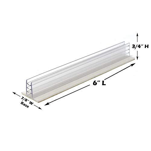 6" L Self Adhesive Sneeze Guard Holder to Fasten & Line Up Plexiglass Panels & Acrylic Sheets from 1/8" to 1/4" Thick, 100 Pack