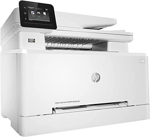 HP Color Laserjet Pro M283cdw-A Wireless All-in-One Laser Printer, Print Scan Copy Fax, 260-Sheet, 22ppm, 600x600DPI, White, Auto 2-Sided Printing, Remote Mobile Print, Durlyfish USB Printer Cable