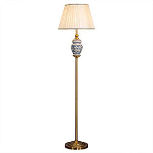 ZIXUAA American Ceramic Floor Lamp Retro Wrought Iron Threaded Rod Floor Lamps Standard Light Suitable for Living Room Bedroom Study Standard Lamp