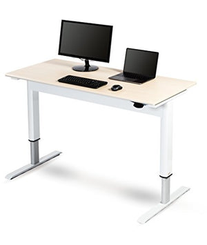 Pneumatic Adjustable Height Standing Desk (56", White Frame/Birch Top)