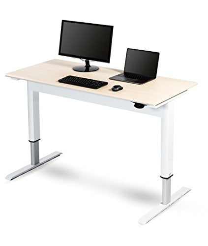 Pneumatic Adjustable Height Standing Desk (56", White Frame/Birch Top)