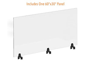 Stand Steady Clear Cubicle Wall Extender | Single 60 in x 30 in Panel | Clamp On Acrylic Shield & Sneeze Guard | Portable Desk Divider for Desk Walls & Cubicles | for Offices, Libraries & More