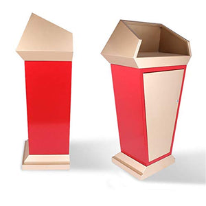 Generic Standing Lectern Podium with Door and Storage Area (Black/Red 66.5x40x125cm)