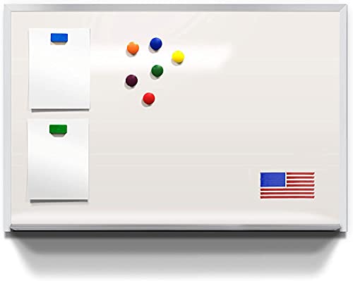 4' x 6' Magnetic Porcelain Steel Whiteboard, Magnetic Receptive Featuring Seamless Anodized Aluminum Trim and Marker Tray. Made in The USA by OptiMA Dry Erase Products. 4' Tall x 6' Wide.