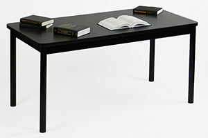 Correll 24"x72" Office & Utility Work Table, Black Granite Laminate, Black Frame