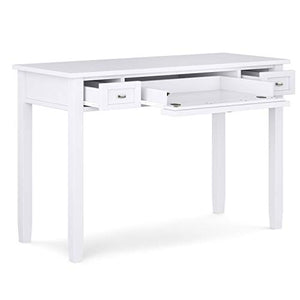 SIMPLIHOME Warm Shaker SOLID WOOD Rustic Modern 48 inch Wide Home Office Desk, Writing Table, Workstation, Study Table Furniture in White with 2 Drawerss