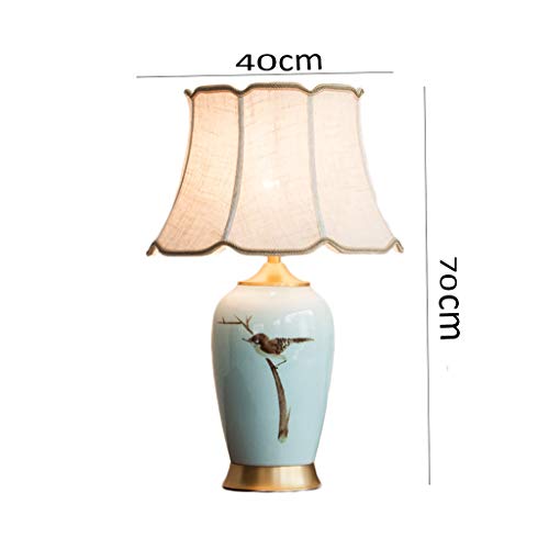 YD Modern Chinese Ceramic Hand-painted Art Table Lamp, Hotel Study Living Room Decorative Table Lamp, Copper Base, E27 Light Source (not Included) 3 Sizes Optional /&