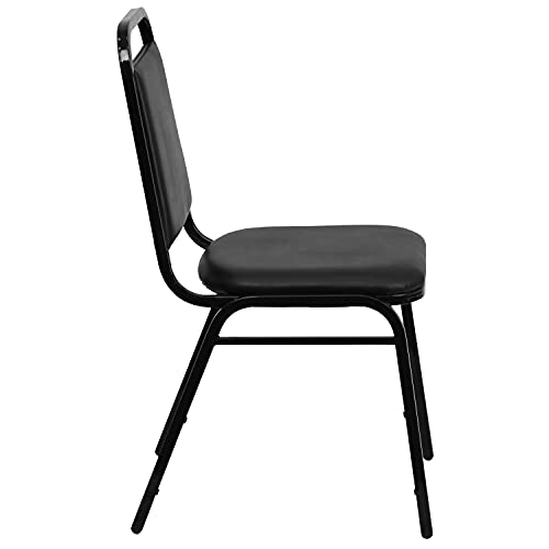 Flash Furniture 4 Pack HERCULES Series Stacking Banquet Chair - Black Vinyl/Black Frame