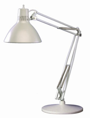Luxo LS1EWT CFL Task Light, 45" Arm, Weighted Base Mount, White