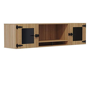 Mirella 66" Wall Mounted Hutch with Glass Doors in Sand Dune