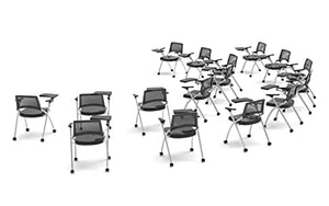 TEAMtime 16 Person Black Flip Table Student Chair Model 2056 - 16pc Complete Group