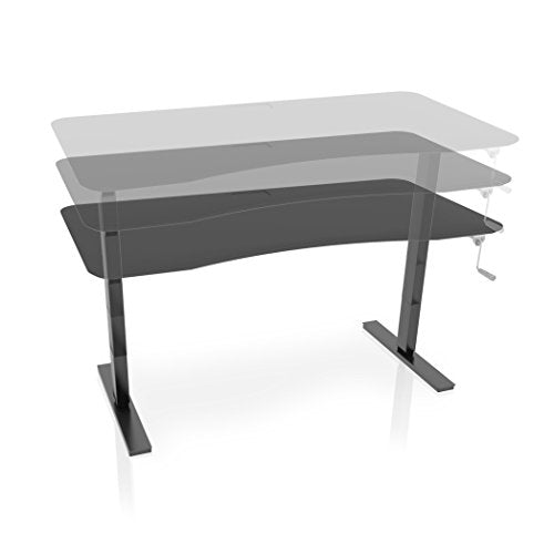 Ergo Elements Manual Height Adjustable Stand Up Desk with 60" Top, Crank System Ergonomic Standing 2 Leg Workstation, Black with Black Top