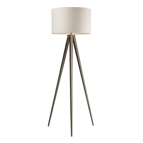Dimond D2121 20-Inch Width by 61-Inch Height Salford Floor Lamp in Satin Nickel with Off-White Linen Shade and Pure White Fabric Liner