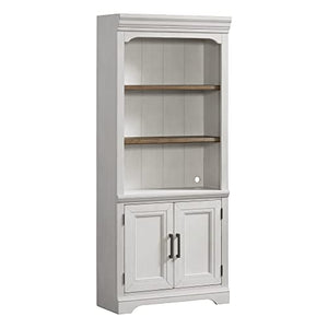 Intercon Drake Home Office 76" Wide Bunching Bookcase with Door, Rustic White & French Oak