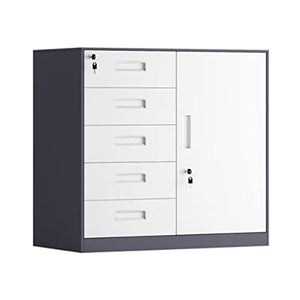 SISWIM Steel 5-Drawer Vertical File Cabinet with Lock and Printer Shelf - Gray Thickened Style