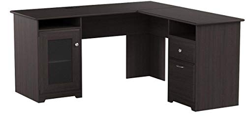 Bush Furniture Cabot L Shaped Desk and Office Chair in Heather Gray