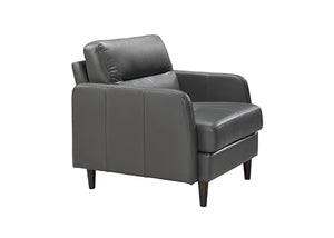 BREAKtime 3 Person Waiting Reception Lounge Chairs Set with Charging Tables - Model 8135 (Graphite Gray Leather)