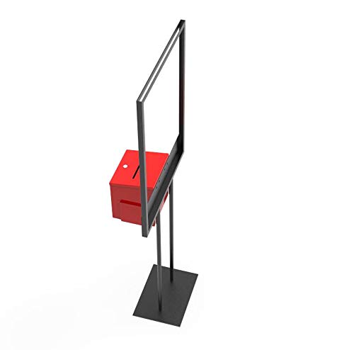 FixtureDisplays® Stand, Bulletin Poster Donation Ballot Collection with Red Metal Box 11063+10918-RED