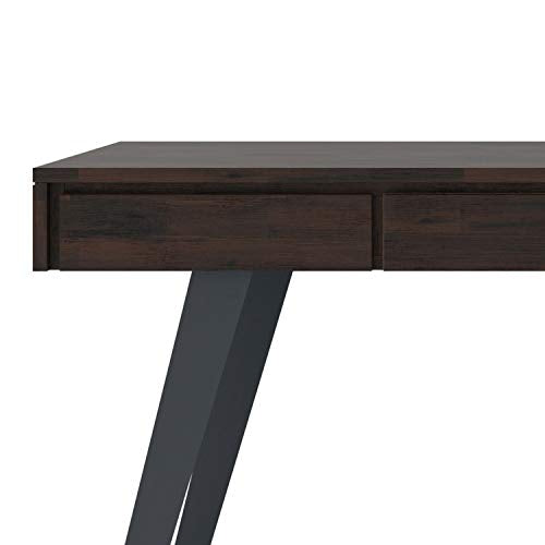 SIMPLIHOME Lowry SOLID WOOD and Metal Modern Industrial 54 inch Wide Home Office Desk, Writing Table, Workstation, Study Table Furniture in Distressed Golden Wheat with 2 Drawerss